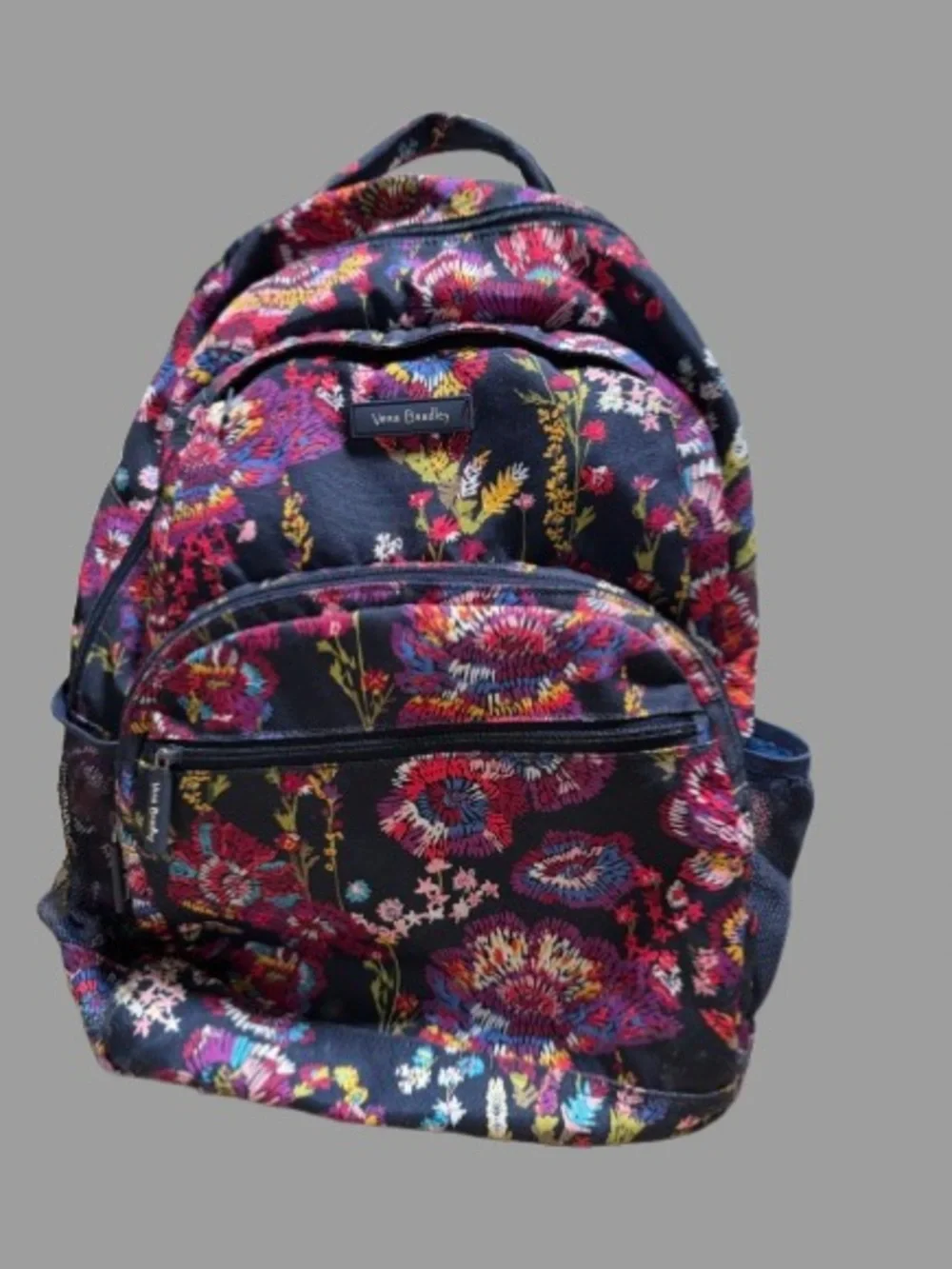 Vera Bradley Essential Backpack in the Midnight Wildflowers pattern